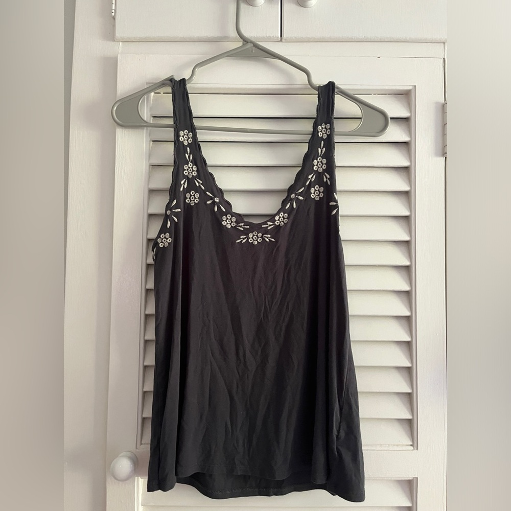 Embroidered Grey Top